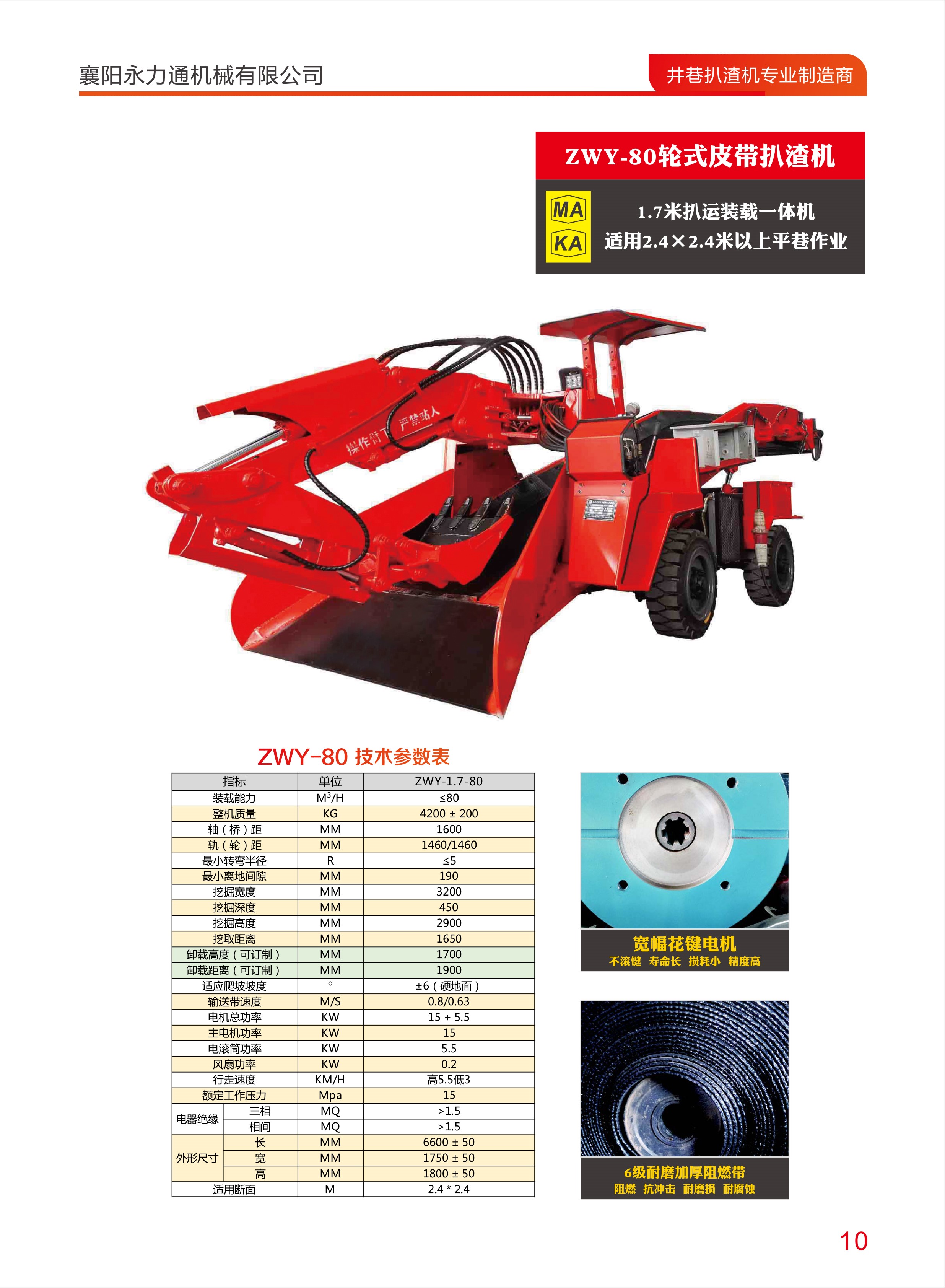 80型輪式皮帶扒渣機參數(shù)表